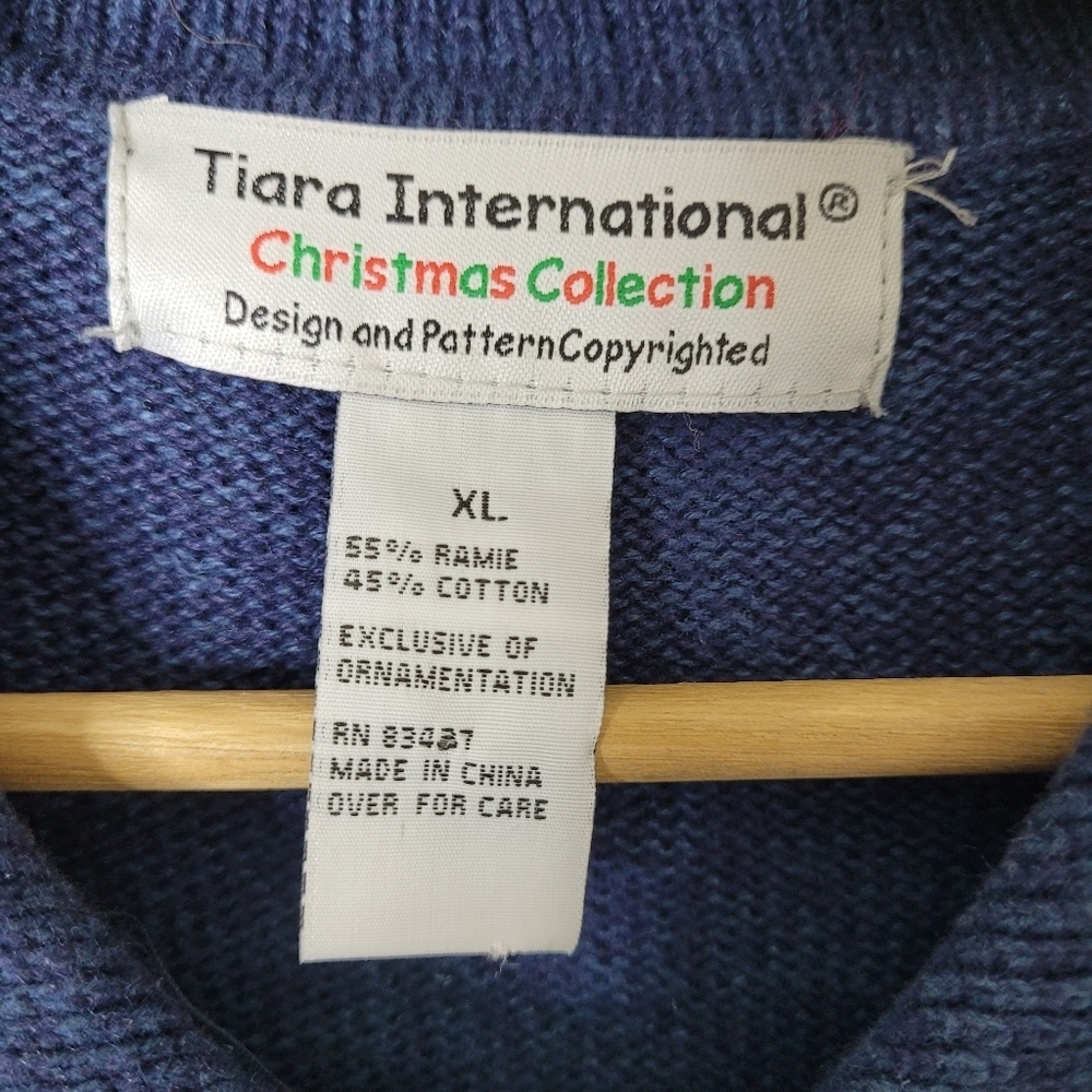 Tiara International Christmas Cardigan Sweater Full Zip Santa Claus Size XL - Picture 7 of 8